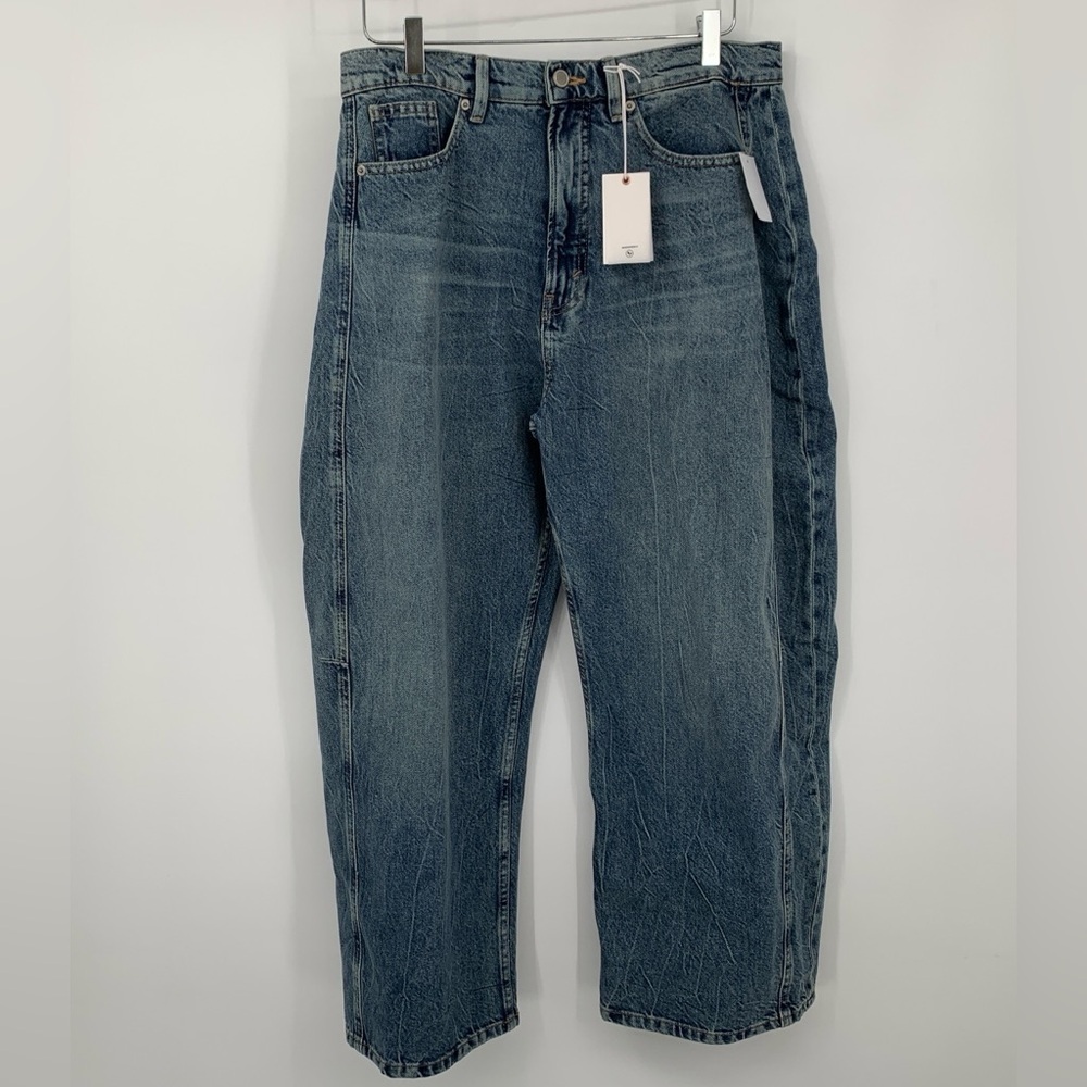 Good American Extreme Barrel jeans high waist denim blue wide balloon leg new 29 - Picture 2 of 5
